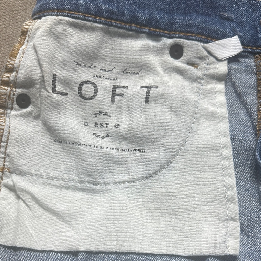 LOFT Classic Blue Distressed Jean Shorts - Picture 10 of 12